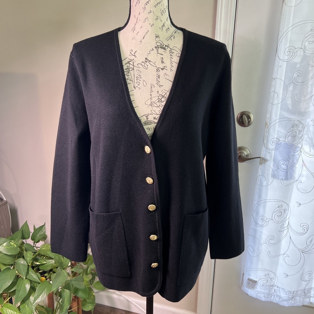 NWD J. Crew Giselle V-Neck‎ Sweater Blazer Small Black Wool Blend Quite Luxury
